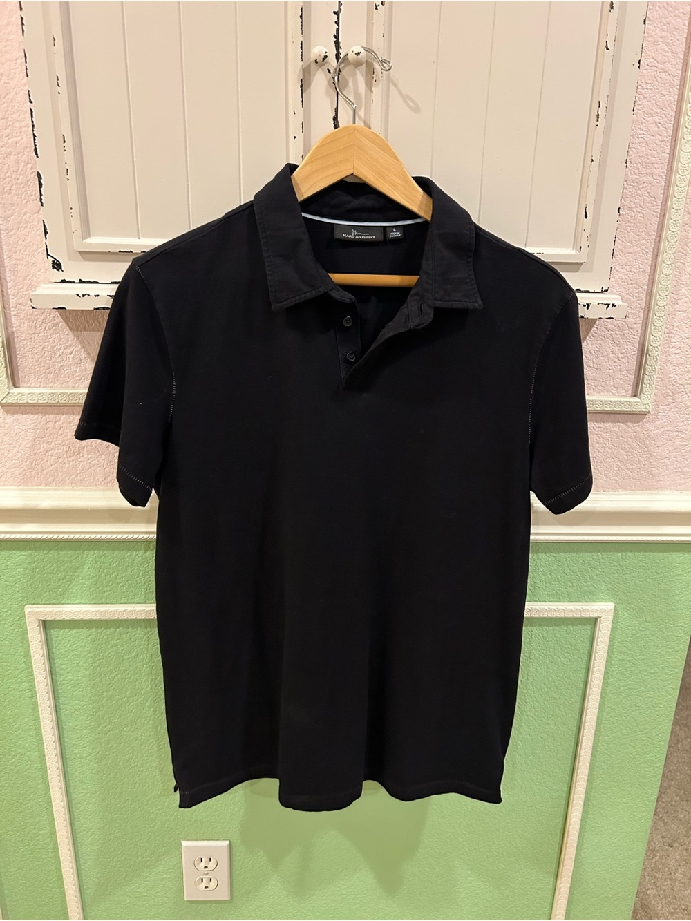 Marc Anthony Black Short-Sleeve Polo Cotton Medium Men’s